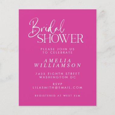 Budget Minimal Fuchsia Script Bridal Shower Invite