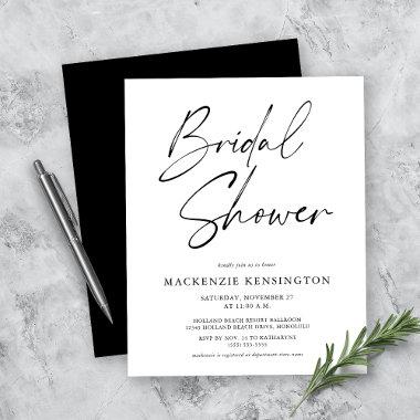 Budget Modern Black White Bridal Shower Invitations