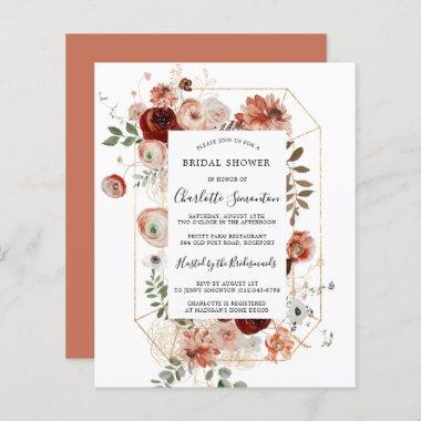 Budget Pink Red Gold Bridal Shower Invitations