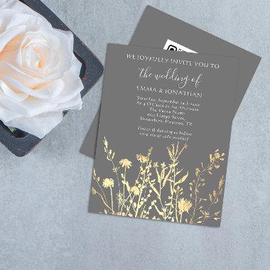 Budget QR CODE Floral Meadow Gold Gray