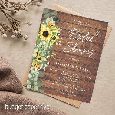 Budget rustic sunflower bridal shower Invitations flyer
