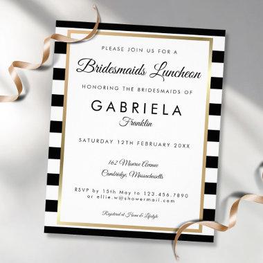 Budget Striped Gold Bridesmaids Luncheon Invite Flyer