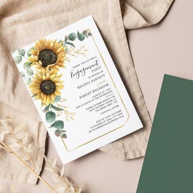 Budget Sunflower Greenery Engagement Invitations