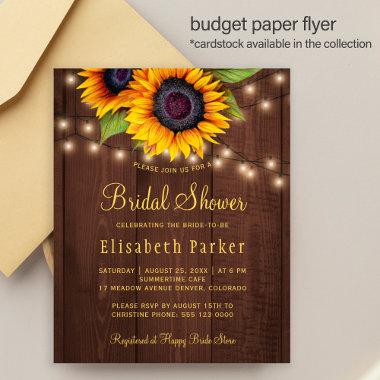 Budget sunflowers wood bridal shower Invitations flyer