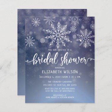 Budget Winter Snowflakes Bridal Shower Invitations