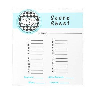 Bunco Chicks Roll with it Score Invitations - Blue Notepad