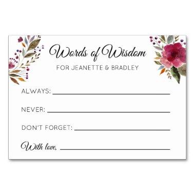 Burgundy Floral Words of Wisdom Advice Cards