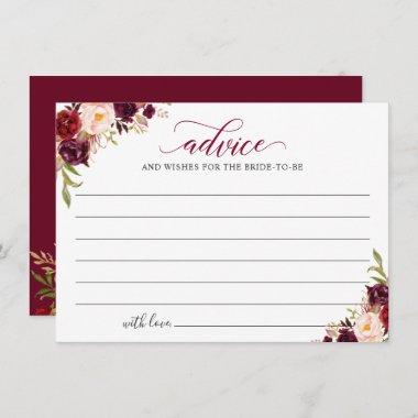 Burgundy Red Blush Floral Advice and Wishes Invitations