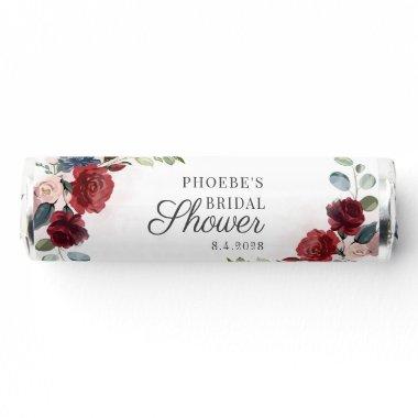 Burgundy Watercolor Floral Blush Bridal Shower Breath Savers® Mints