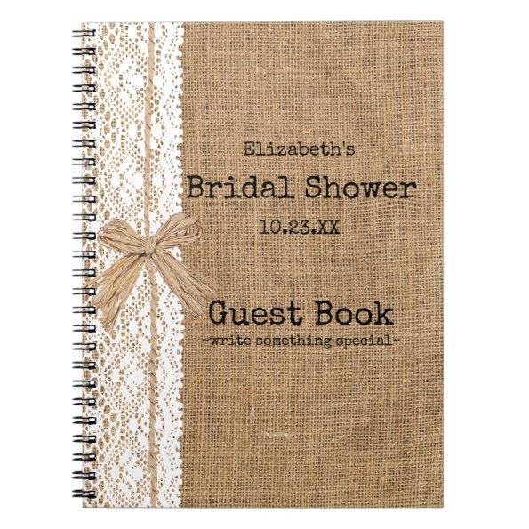 Burlap and Lace Image Bridal Shower Guest Book