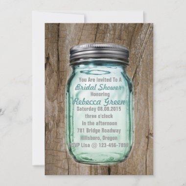 burlap country rustic mason jar bridal shower Invitations