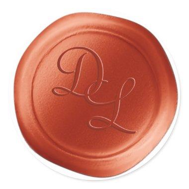 Burnt Red Rust 2 Letter Monogram Wax Seal Stickers