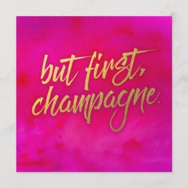 But First Champagne Invitations Pearl Shimmer Paper