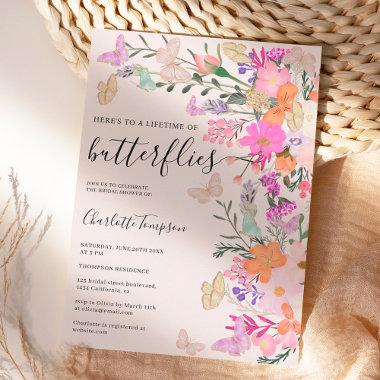 Butterflies chic wildflowers spring bridal shower Invitations
