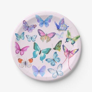 Butterfly, nature, spring, pink paper plates