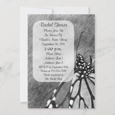 Butterfly Pencil Art Bridal Shower Invite