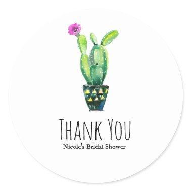 Cactus Floral Rustic Southwestern Bridal Shower Classic Round Sticker