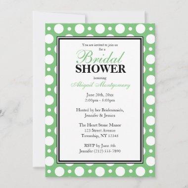 Cafe Green Assorted Polka Dots Bridal Shower Invitations