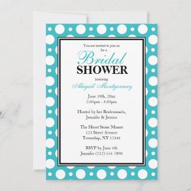 Cafe Turquoise Assorted Polka Dots Bridal Shower Invitations