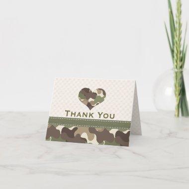 Camouflage Heart Thank You Note Invitations