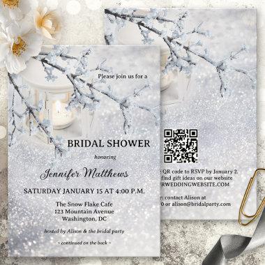 Candle Lantern Snow Winter Bridal Shower Invitations