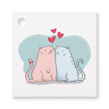 Cat Lovers - Pink Blue Wedding, Bridal shower Favor Tags