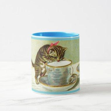 Cat Sipping Tea Custom Mug