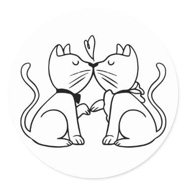 Cat Wedding Black White Kitty Love Bridal Shower Classic Round Sticker