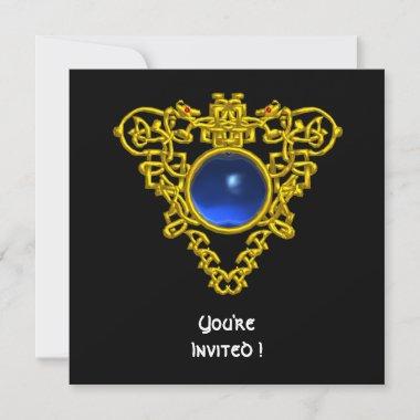 CELTIC HEART blue sapphire,black Invitations