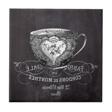 Chalkboard Alice in Wonderland tea party teacup Tile