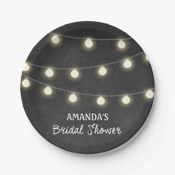 Chalkboard and Lights Bridal Shower Party Plates