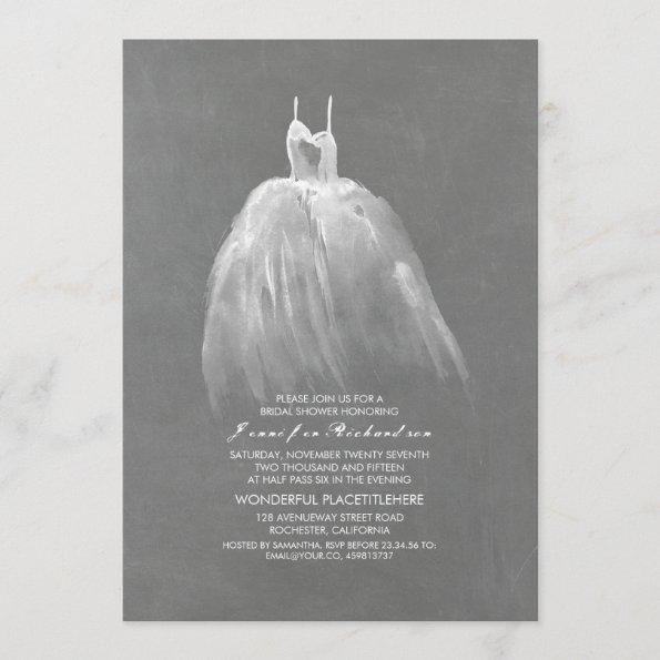 Chalkboard Bridal Shower Elegant Vintage Gown Invitations