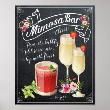 chalkboard floral Mimosa Bar Wedding shower Sign