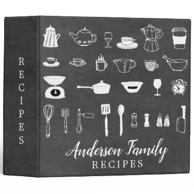 Chalkboard Kitchen Bridal Shower Family Recipe 3 Ring Binder