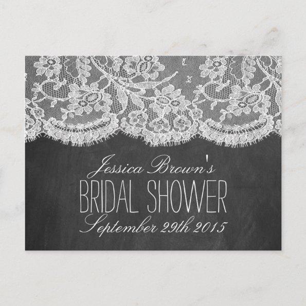 Chalkboard & Lace Bridal Shower Recipe Invitations