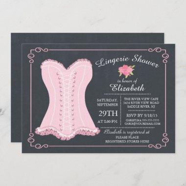 Chalkboard Lingerie Bridal Shower Invitations