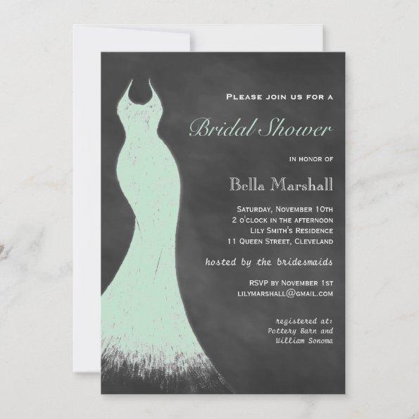 Chalkboard Mint Green Bridal Shower Invitations
