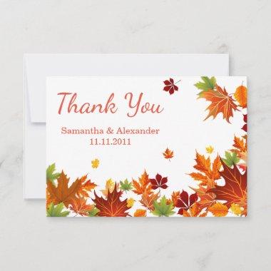 Chalkboard Rustic Red Leaves Fall Thank You