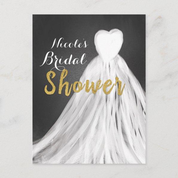 Chalkboard Wedding Dress Bridal Shower Wedding Announcement PostInvitations