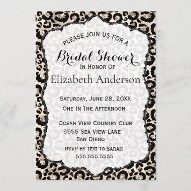 Champage Faux Glitter Leopard Print Bridal Shower Invitations
