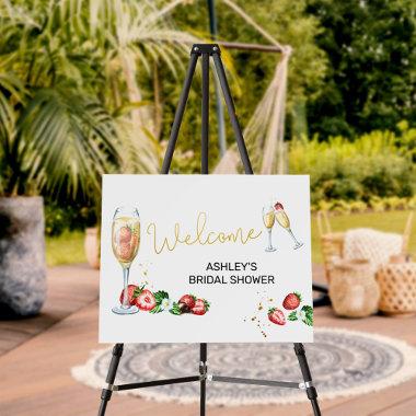 Champagne and Strawberries Welcome Easel Sign