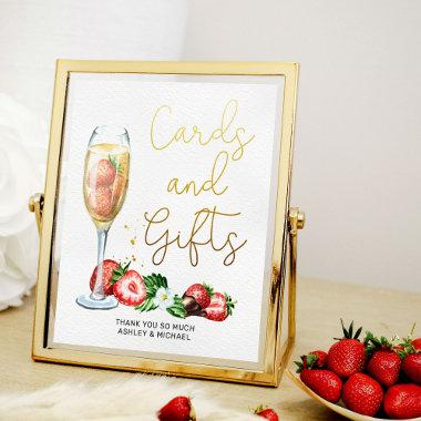 Champagne & Strawberries Bridal Shower Table Sign