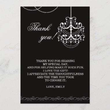 Chandelier Thank You Invitations White Black
