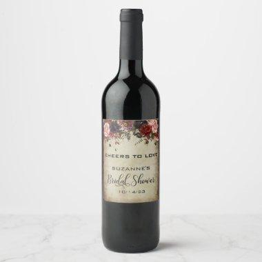 Cheers to Love Autumn Floral Wine Label