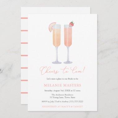 Cheers To Love, Raise a Glass Drinks Bridal Shower Invitations