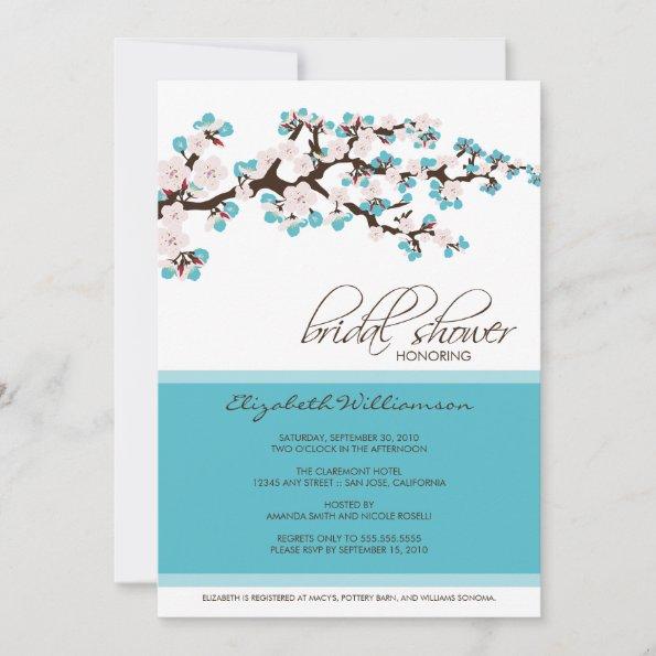 Cherry Blossom Bridal Shower Invitations (aqua)