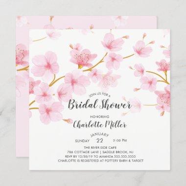 Cherry Blossom Floral Bridal Shower Invitations