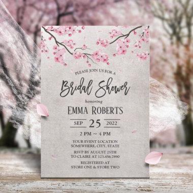 Cherry Blossom Vintage Floral Bridal Shower Invitations
