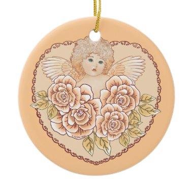 Cherub Heart Angel Ceramic Ornament