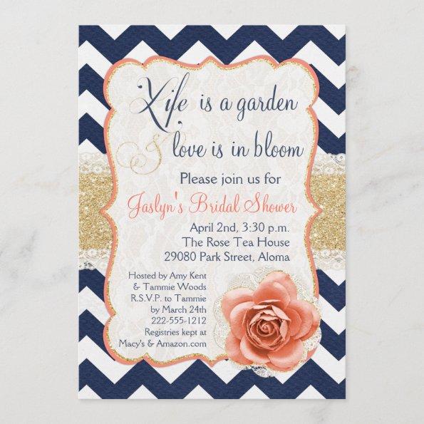 Chevron Garden Bridal Shower Invitations